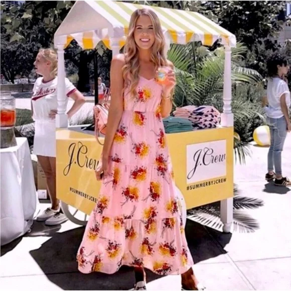 Jcrew Mercantile Pink Sunburst Tiered Maxi Dress - Picture 2 of 4